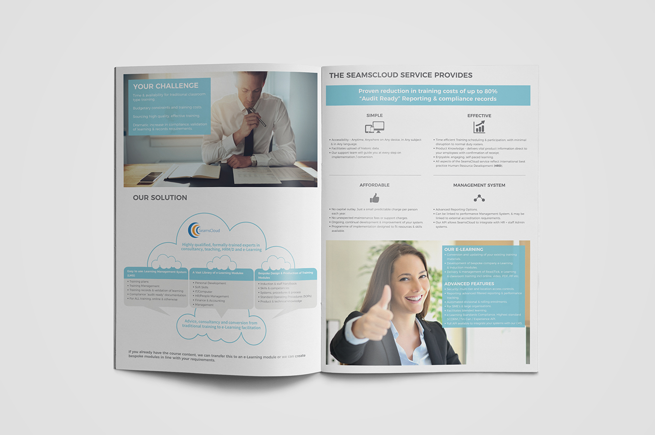 Inner pages brochure design for the business training company Optimum Results, Dundalk, Co Louth, Ireland