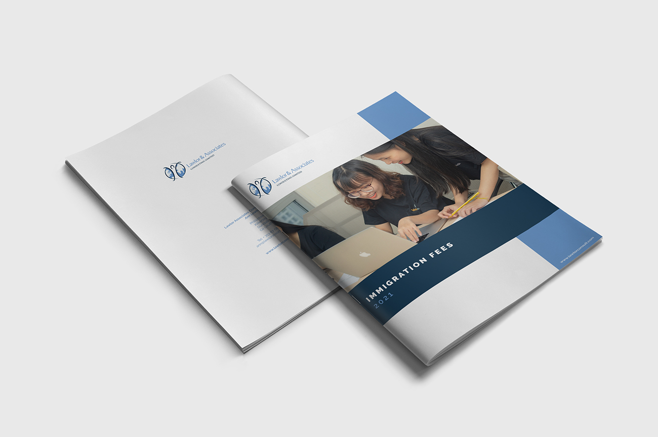 Stylish brochure design for the International Recruitment, Immigration and Consultancy company Lawlor Associates Consulting Ltd