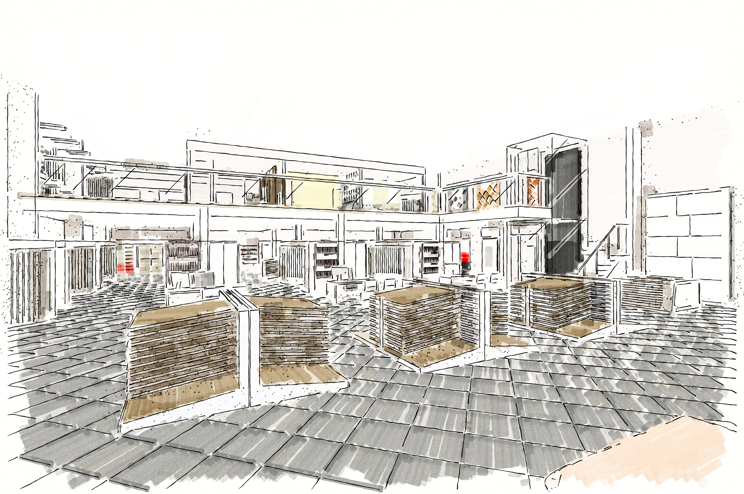 Flagship Tile Mountain showroom interior design drawing