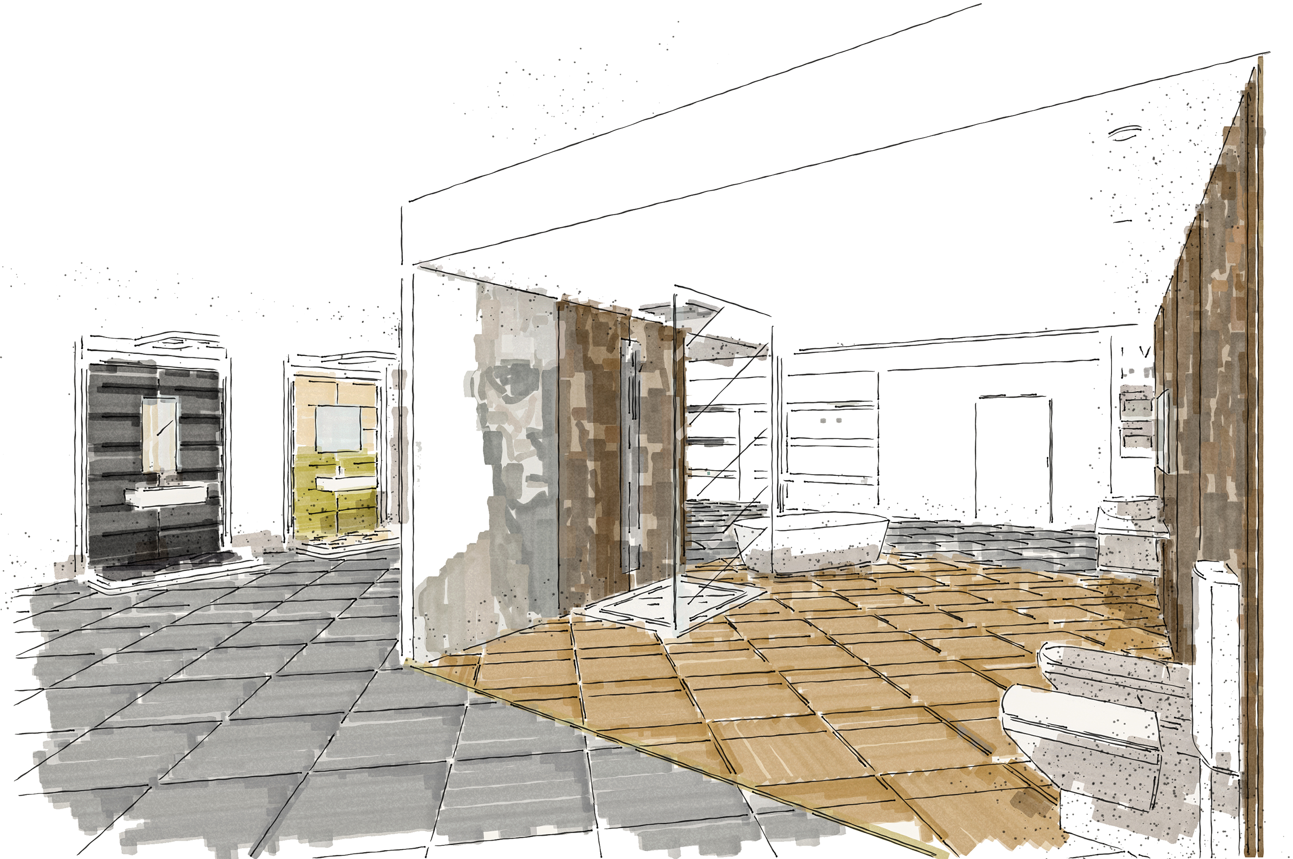 Tile Mountain showroom interior design drawing - mezzanine