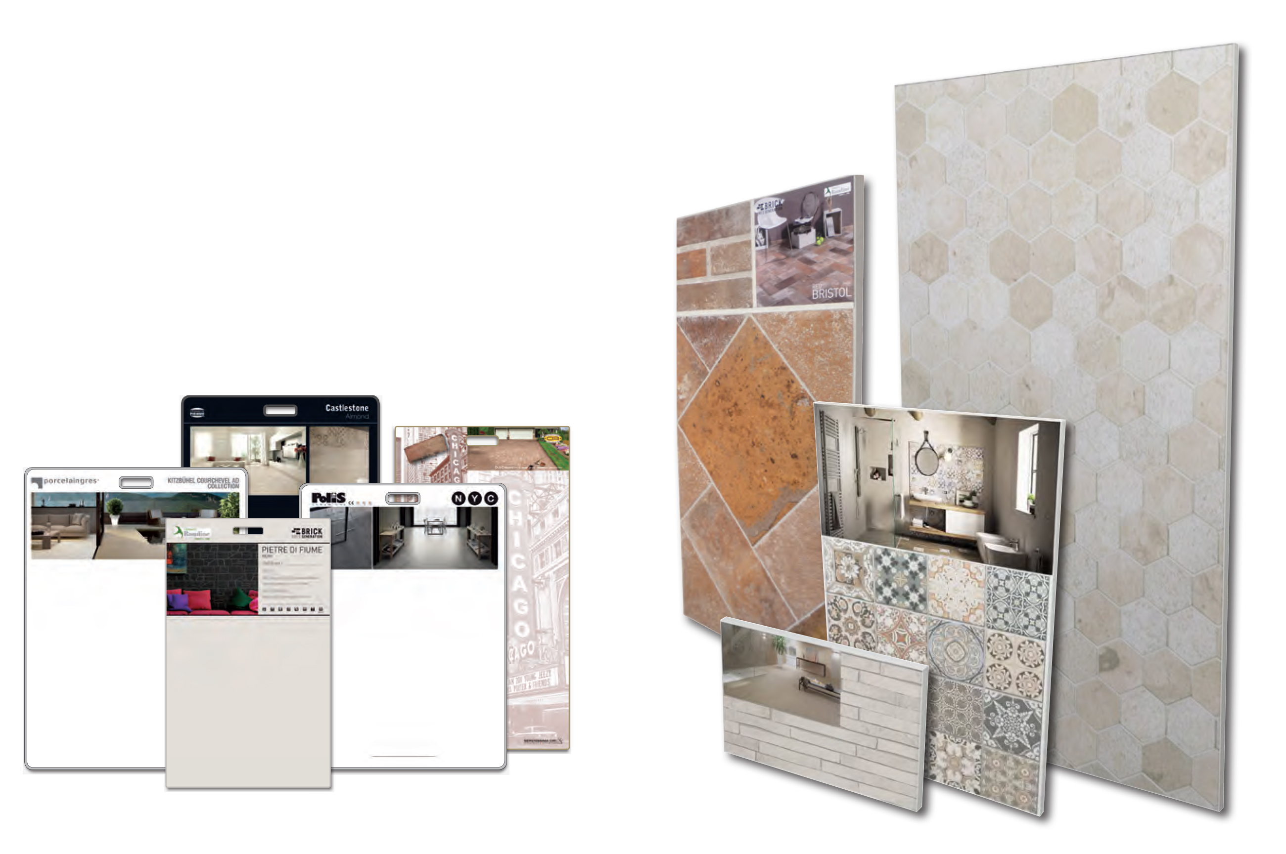 Tile sample presentation boards design.